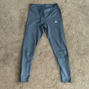 Adidas climacool running tights, slate blue, zipper at ankle, zipper, drawstring